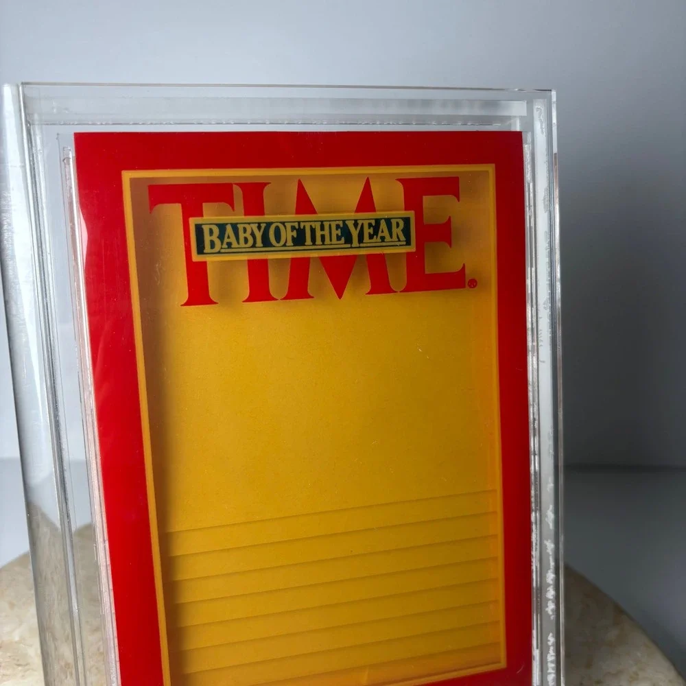 VTG Time Magazine Baby of the Year Acrylic Picture Frame Stationery Set Clear